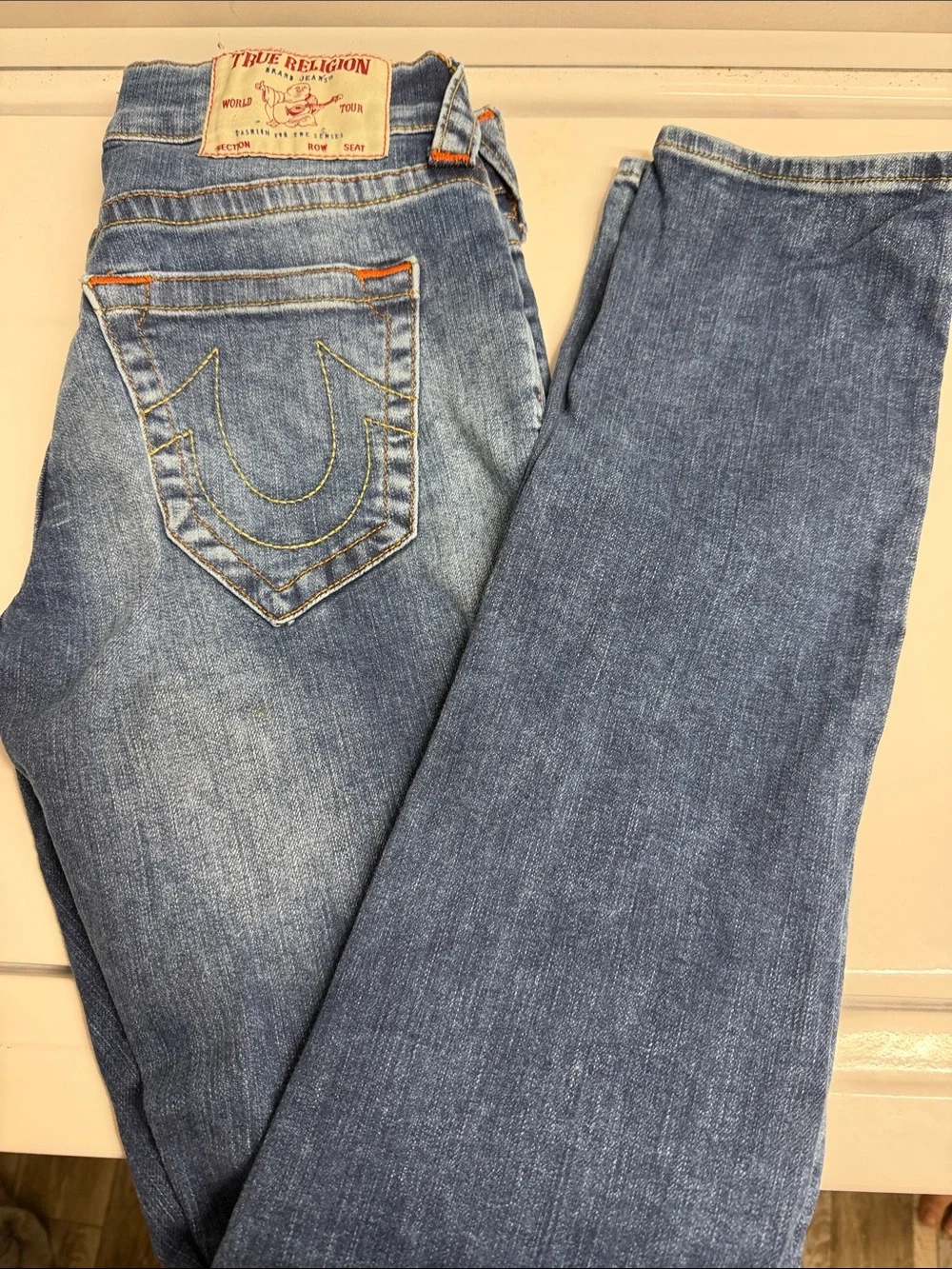 True Religion Light Blue Skinny Jeans with Signature Stitch